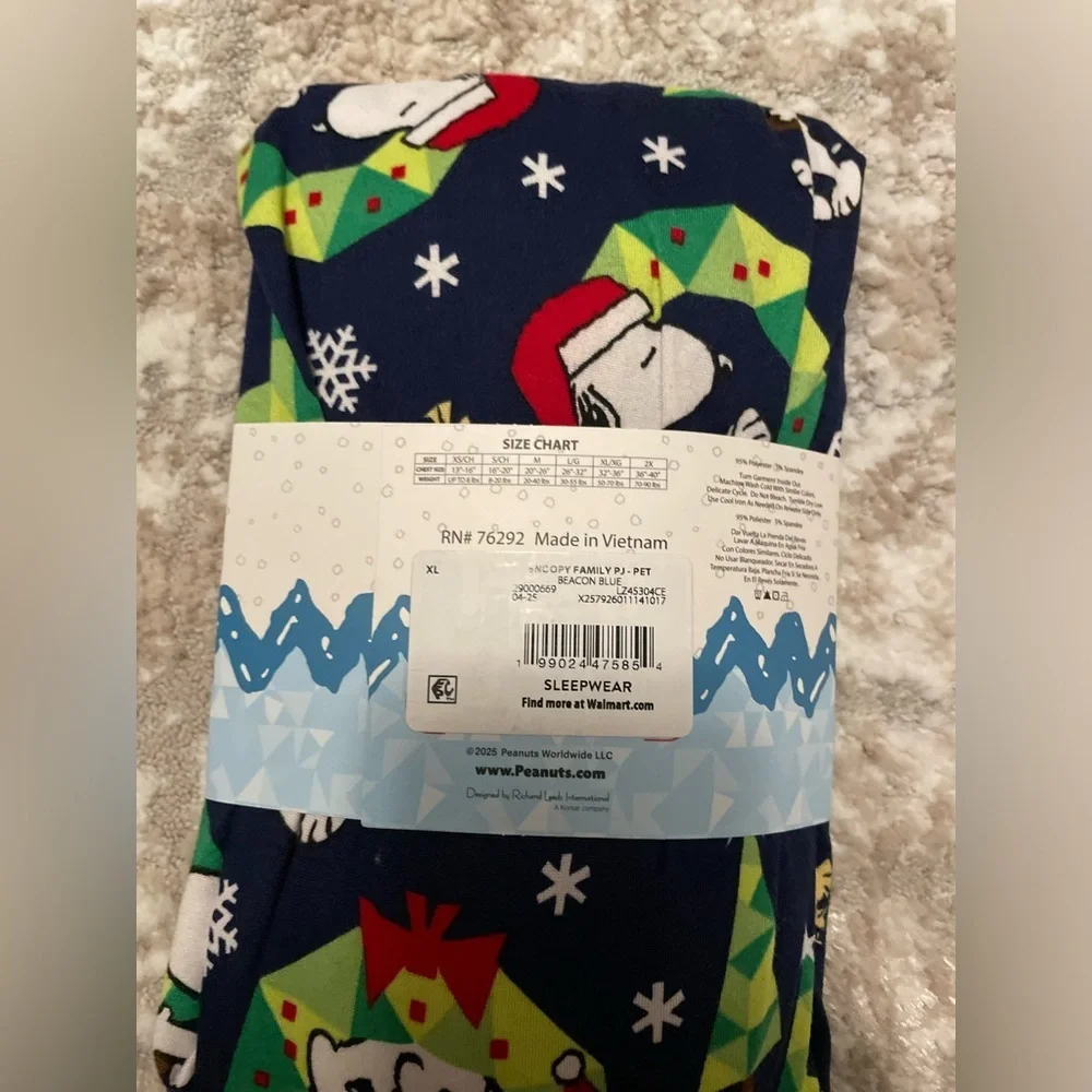 Peanuts Snoopy Festive Pet Pajamas - Red and Green size XL-NWT